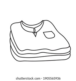 Pilas simples de ropa, ilustración vectorial de arte de línea blanca y negra