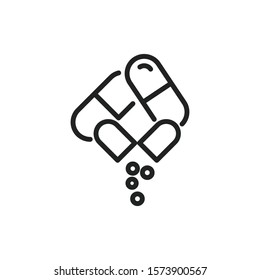 Simple pill line icon. Stroke pictogram. Vector illustration isolated on a white background. Premium quality symbol. Vector sign for mobile app and web sites.