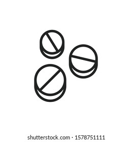 Simple pill line icon. Stroke pictogram. Vector illustration isolated on a white background. Premium quality symbol. Vector sign for mobile app and web sites.