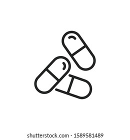 Simple pill line icon. Stroke pictogram. Vector illustration isolated on a white background. Premium quality symbol. Vector sign for mobile app and web sites.