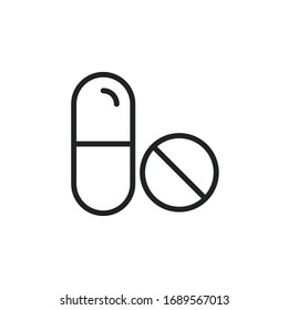 Icono simple de línea de píldora. Pictograma de trazo. Ilustración vectorial aislada en un fondo blanco. Símbolo de calidad superior. Signo de vector para aplicaciones móviles y sitios web.