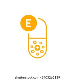 simple pill with vitamin e like pharma icon. linear trend modern graphic tocotrienol logotype design element isolated on white. concept of easy prevention of diseases and human health care