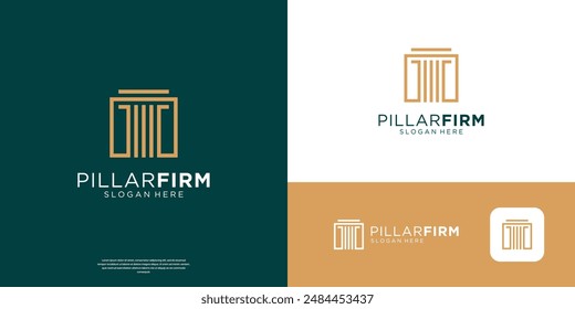 Simple pillar justice logo design. Abstract column law firm symbol logo vector.