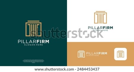 Simple pillar justice logo design. Abstract column law firm symbol logo vector.
