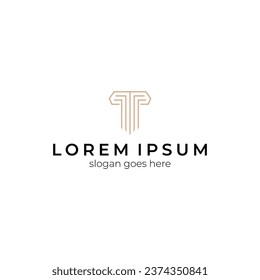 Simple Pillar Logo Template In Line Style