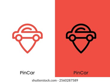 simple pin and car logo. online transportation symbol design vector