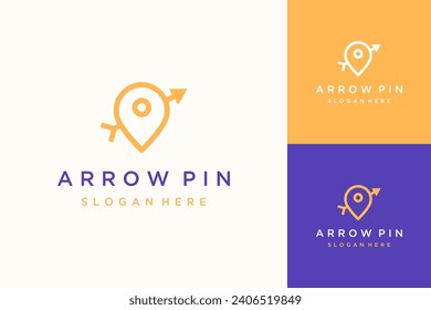 simple pin design logo with arrows