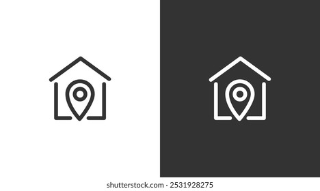 Pin simples Casa mapa localização ícone do logotipo vetor. Design do ícone de endereço