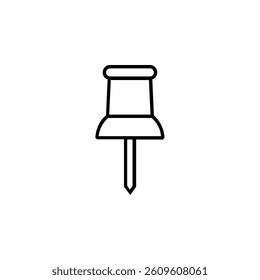 Simple pin icon, symbolizing attachment, marking, and fastening ideas or locations.