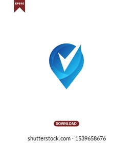 Simple pin location concept logo icon vector design