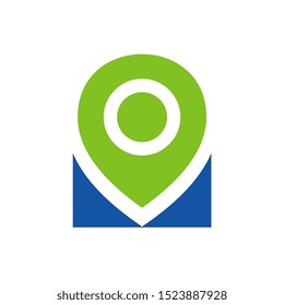 Simple pin logo template, location pin icon, gps pointer sign - Vector
