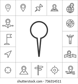 simple pin. Navigation system. Set of icons for map and online route