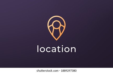 Simple pin position logo. abstract destination location icon, route direction symbol design