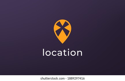 Simple pin position logo. abstract destination location icon, route direction symbol design