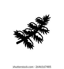 Simple Pine Branch Covered in Snow for Winter Landscape