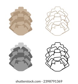 Simple Pine cone icon. Set of New Year's pine cone icons on white background. Flat vector illustration.