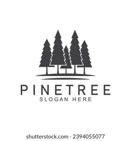 simple pine or fir tree logo  pine house evergreen.for pine forest adventurers camping nature badges and business.vector