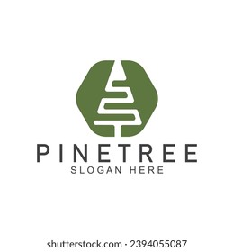 simple pine or fir tree logo  pine house evergreen.for pine forest adventurers camping nature badges and business.vector