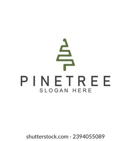 simple pine or fir tree logo  pine house evergreen.for pine forest adventurers camping nature badges and business.vector