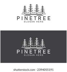 simple pine or fir tree logo  pine house evergreen.for pine forest adventurers camping nature badges and business.vector