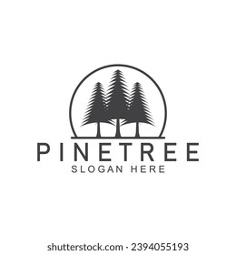 simple pine or fir tree logo  pine house evergreen.for pine forest adventurers camping nature badges and business.vector