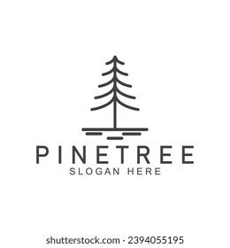 simple pine or fir tree logo  pine house evergreen.for pine forest adventurers camping nature badges and business.vector