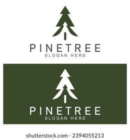 simple pine or fir tree logo  pine house evergreen.for pine forest adventurers camping nature badges and business.vector