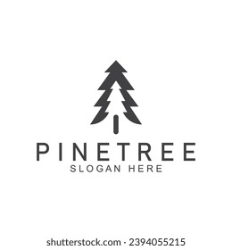 simple pine or fir tree logo  pine house evergreen.for pine forest adventurers camping nature badges and business.vector
