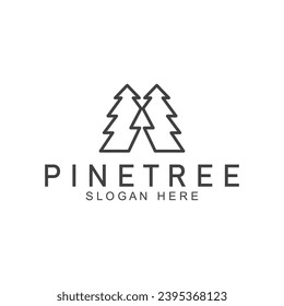 simple pine or fir tree logo  pine house evergreen.for pine forest adventurers camping nature badges and business.vector
