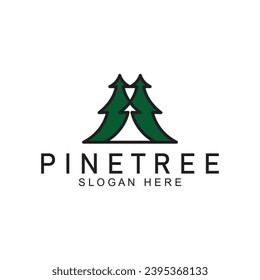 simple pine or fir tree logo  pine house evergreen.for pine forest adventurers camping nature badges and business.vector