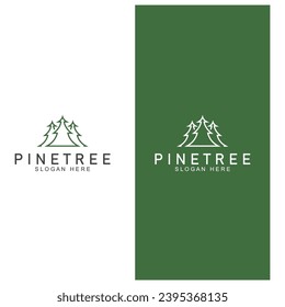 simple pine or fir tree logo  pine house evergreen.for pine forest adventurers camping nature badges and business.vector
