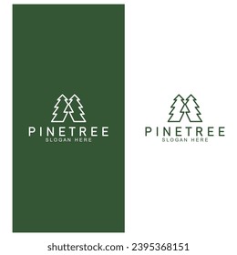 simple pine or fir tree logo  pine house evergreen.for pine forest adventurers camping nature badges and business.vector