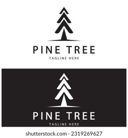 simple pine or fir tree logo,evergreen.for pine forest,adventurers,camping,nature,badges and business.vector