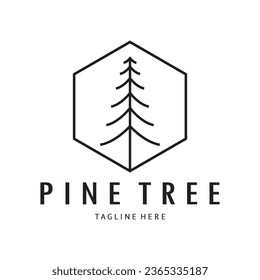 logotipo simple de pino o abeto, evergreen.para pinares, aventureros, camping, naturaleza, insignias y negocios.vector