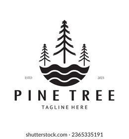 simple pine or fir tree logo,evergreen.for pine forest,adventurers,camping,nature,badges and business.vector