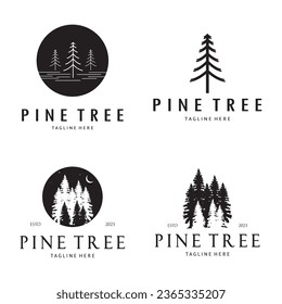 simple pine or fir tree logo,evergreen.for pine forest,adventurers,camping,nature,badges and business.vector