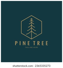 einfaches Logo für Kiefern oder Tannen, immergrün.für Kiefernwälder, Abenteurer, Campingplatz, Natur, Abzeichen und Wirtschaft.Vektorgrafik