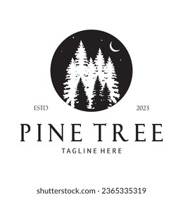 logotipo simple de pino o abeto, evergreen.para pinares, aventureros, camping, naturaleza, insignias y negocios.vector