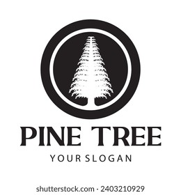 logotipo simple de pino o abeto, evergreen.para pinares, aventureros, camping, naturaleza, insignias y negocios.vector