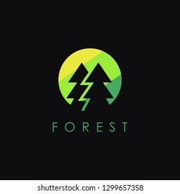 Simple Pine forest logo icon vector template on black background