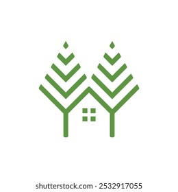 Simple pine house logo design