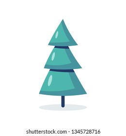Simple pine icon in flat style. Vector illustration on white background