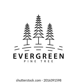 simple pine tree design with line art on white background,