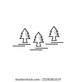 Simple pine tree icon for coniferous, forest and landscape