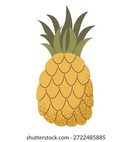 Ilustração simples de abacaxi. Ananás fresco. Conceito de comida saudável. Design de vetor plano mínimo para interior, cartaz, tampa, banner. Isolado no fundo branco.