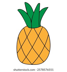 Simple Pineapple Illustration with Yellow Body