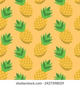 Simple Pineapple Pattern - Pineapples on Pastel Orange Background. Seamless link.