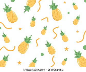 simple pineapple seamless pattern in white backgrounds