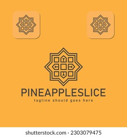 Simple Pineapple slice logo. Geometric pineapple logo icon style. Premium Vector illustration.Abstract fruit design.