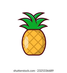 Simple pineapple vector illustration isolated on white background